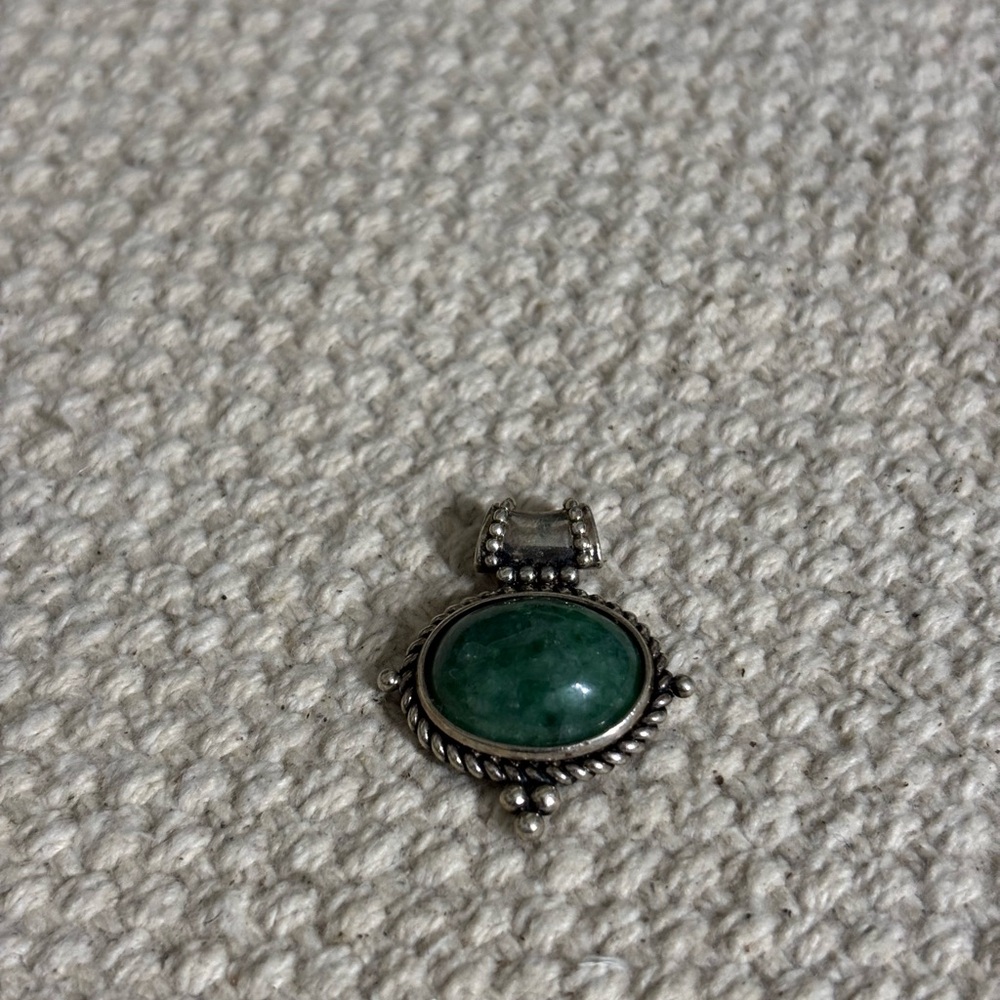 Vintage sterling Silver and Green stone Pendant